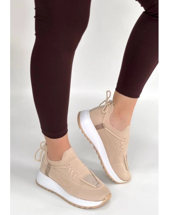 Renji Bej Triko Bağcıklı Spor Ayakkabı