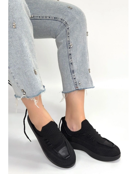 Renji Siyah Triko Bağcıklı Spor Ayakkabı