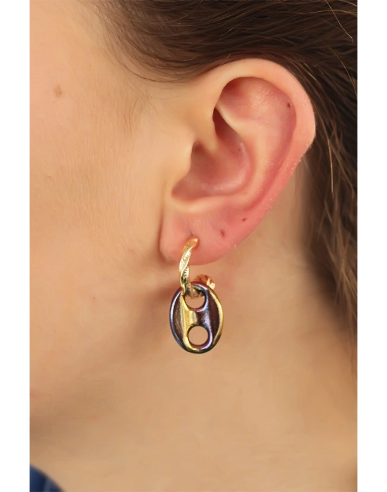 Renkli Hematit Taşlı Küpe Seti