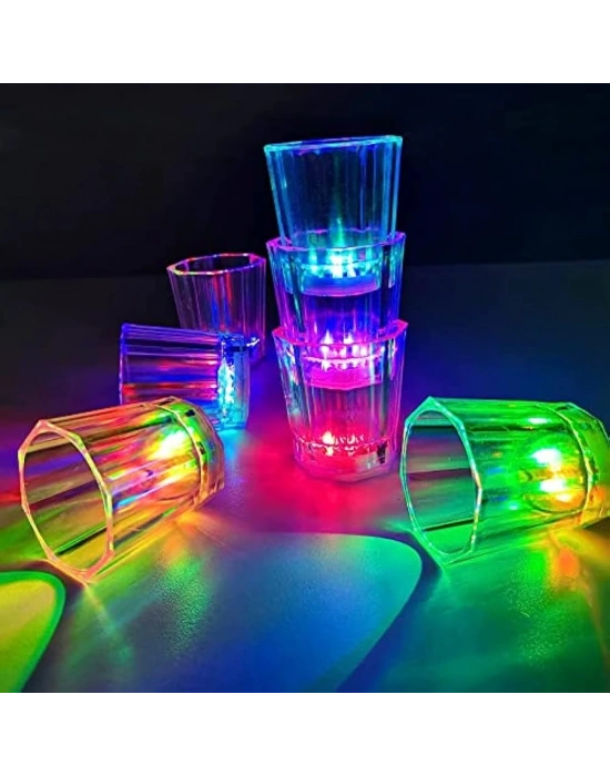 Renkli Led Parlayan Fiber Optik Glow Işıklı Bardak 5,5 x 5,5 cm (ADET FİYATIDIR)