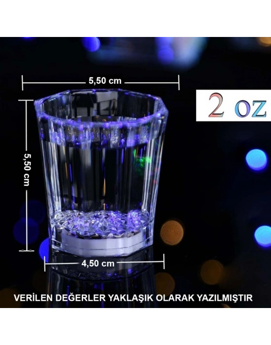 Renkli Led Parlayan Fiber Optik Glow Işıklı Bardak 5,5 x 5,5 cm (ADET FİYATIDIR)
