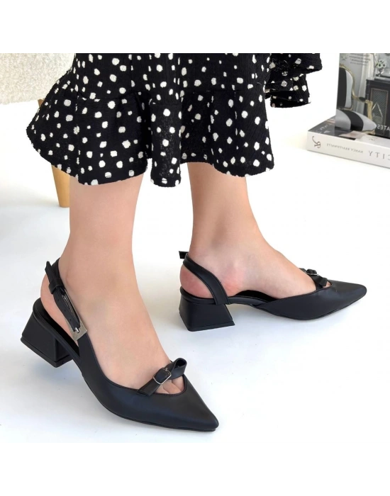 Rewat Siyah Cilt Topuklu Ayakkabı