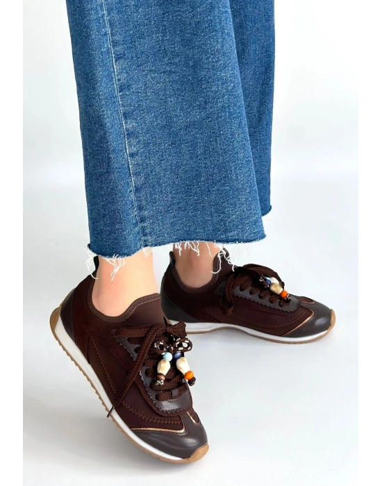 Riaf Kahverengi Cilt Bağcıklı Spor Ayakkabı