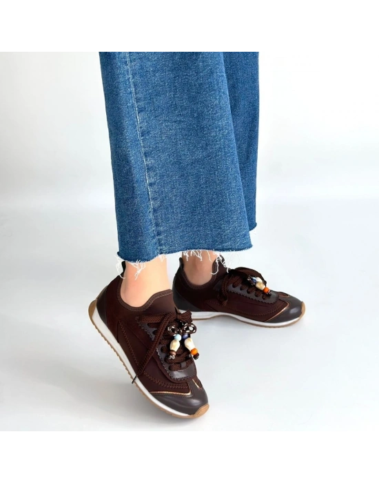 Riaf Kahverengi Cilt Bağcıklı Spor Ayakkabı