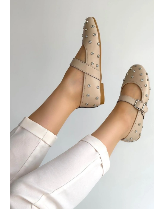 Ritta Bej Cilt Kemerli Babet Ayakkabı