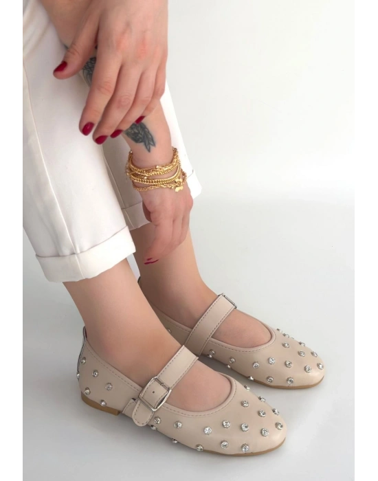 Ritta Bej Cilt Kemerli Babet Ayakkabı