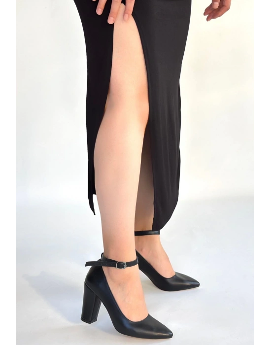 Rity Siyah Cilt Topuklu Ayakkabı