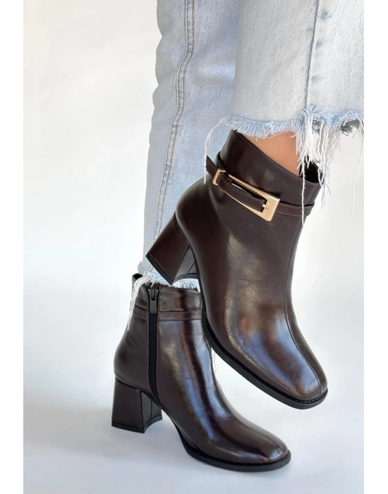 Rivav Acı Kahve Rugan Topuklu Bot