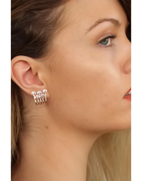 Rose Renk Ağaçlı Bayan Küpe