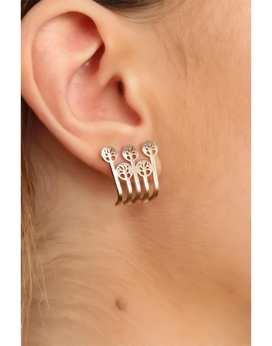 Rose Renk Ağaçlı Bayan Küpe