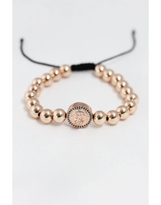 Rose Renk Çelik Zirkon Objeli Asansörlü Bileklik