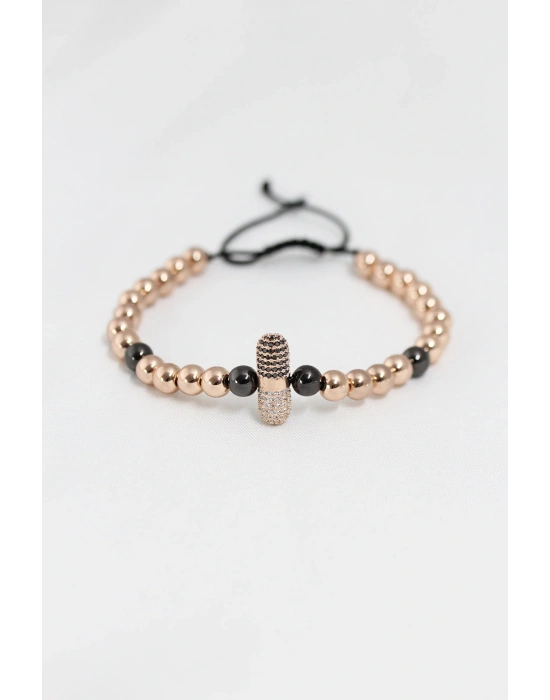 Rose Renk Çelik Zirkon Objeli Asansörlü Bileklik