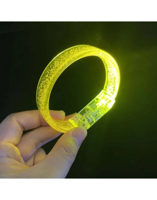 Sarı Led Işıklı Baskı Yapılabilen Pilli Bileklik Bilezik 1,5 cm Genişlik
