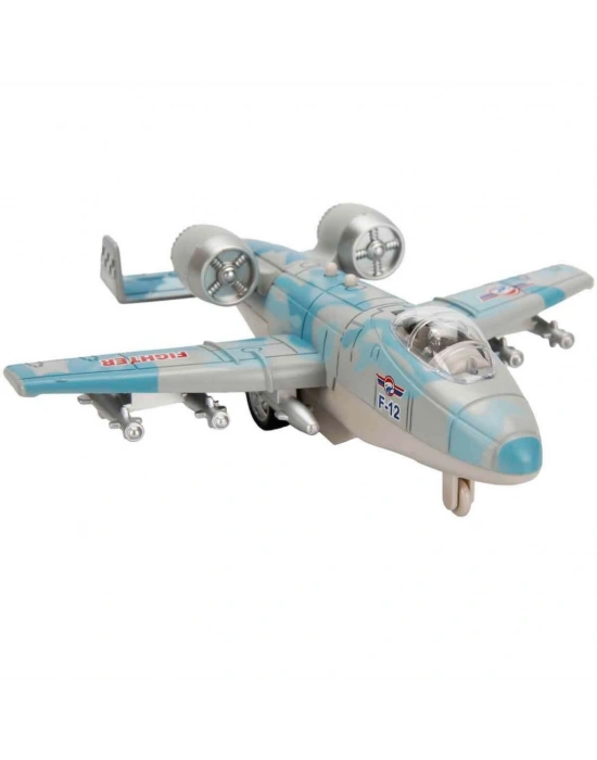 Sesli ve Işıklı Die Cast Çek Bırak Savaş Uçağı