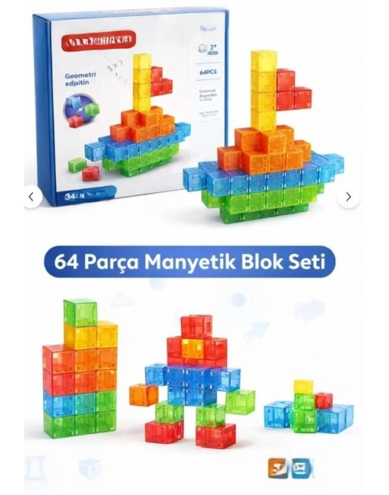 SH59838 MAGNET KÜP YAPI BLOK SETİ 64 PARÇA