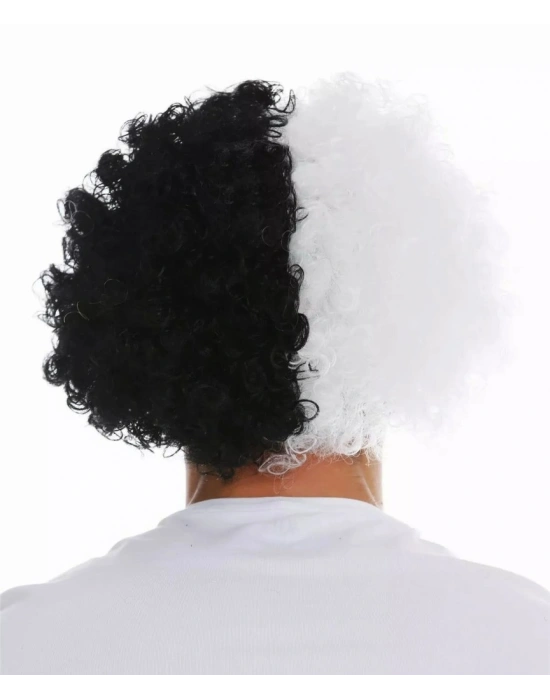 Siyah Beyaz Kıvırcık Afro Bonus Peruk Taraftar Bonus Saç