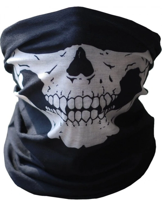 Siyah Renk Dikişsiz Çok Fonksiyonlu Çene Kafatası Yüz Maskesi Baf Buff Bandana Boyunluk Bileklik