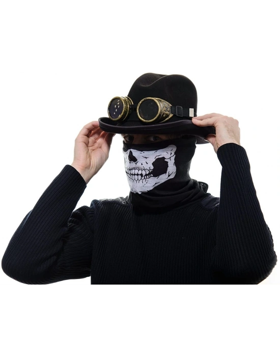 Siyah Renk Dikişsiz Çok Fonksiyonlu Çene Kafatası Yüz Maskesi Baf Buff Bandana Boyunluk Bileklik