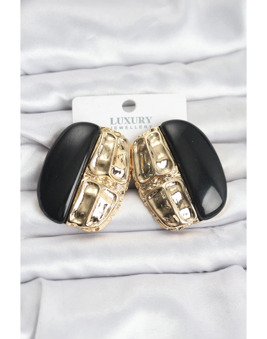 Siyah Renk Pirinç Vintage Kadın Küpe