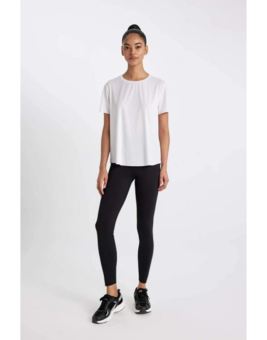 Siyah Yüksek Bel Beli Saran Toparlayıcı Esnek Premium Sporcu Tayt