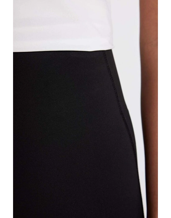 Siyah Yüksek Bel Beli Saran Toparlayıcı Esnek Premium Sporcu Tayt