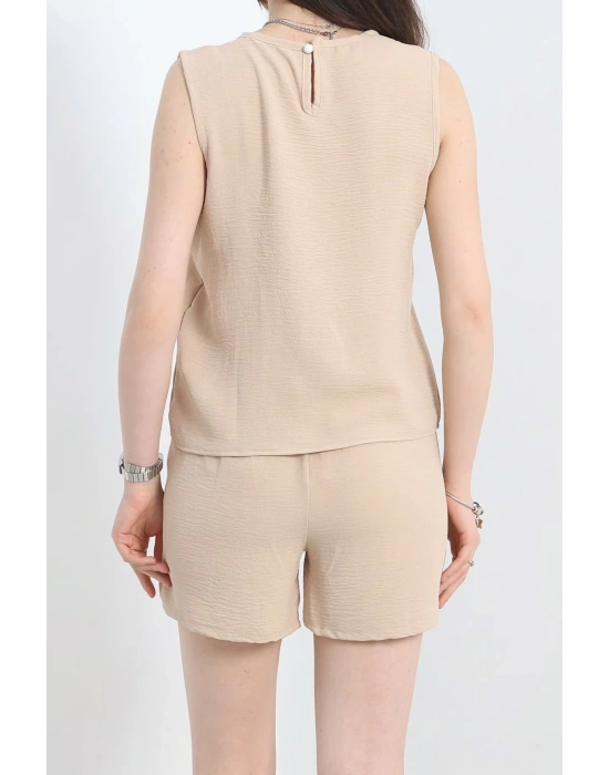 Şortlu Ayrobin takım bej