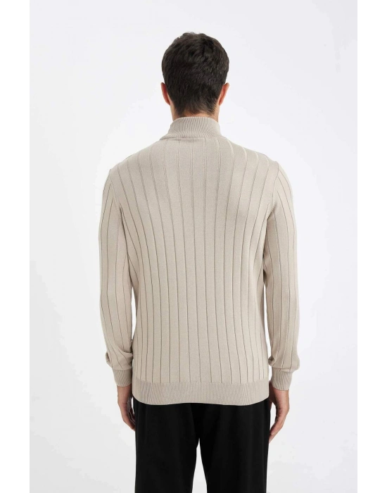 Standart Fit Normal Kesim Yarım Balıkçı Yaka Jakarlı Triko Kazak D2943AX24AU