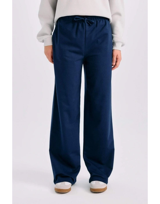 Straight Fit Beli Lastikli İnce Eşofman Altı Uzun Boy Bağcıklı Cepli Basic Düz D6667AX24WN