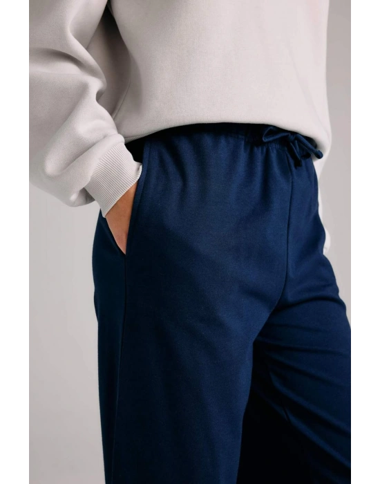 Straight Fit Beli Lastikli İnce Eşofman Altı Uzun Boy Bağcıklı Cepli Basic Düz D6667AX24WN