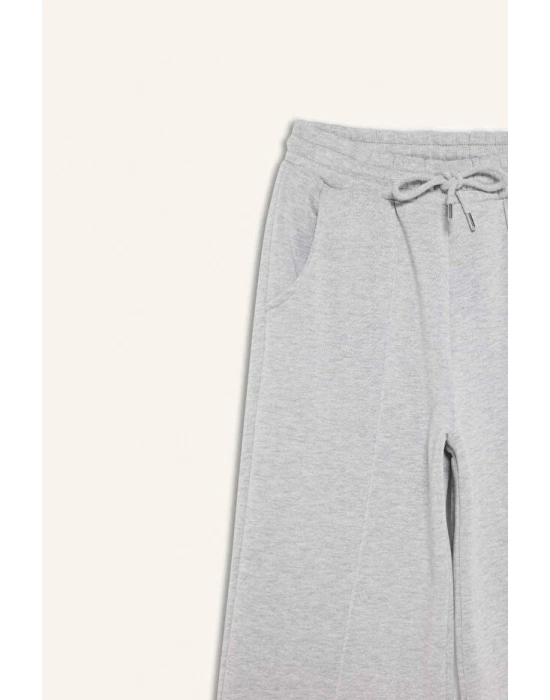 Straight Fit Beli Lastikli Kalın Eşofman Altı Bağcıklı Cepli Uzun Boy Basic Düz