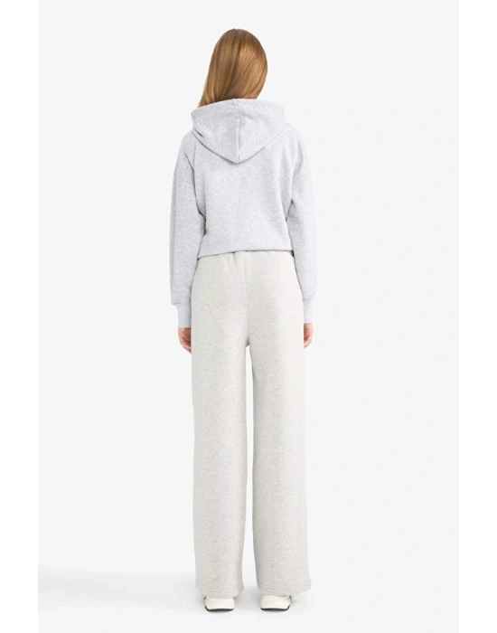 Straight Fit Beli Lastikli Kalın Eşofman Altı Bağcıklı Cepli Uzun Boy Basic Düz