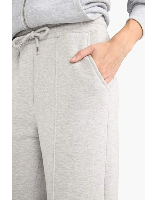 Straight Fit Beli Lastikli Kalın Eşofman Altı Bağcıklı Cepli Uzun Boy Basic Düz