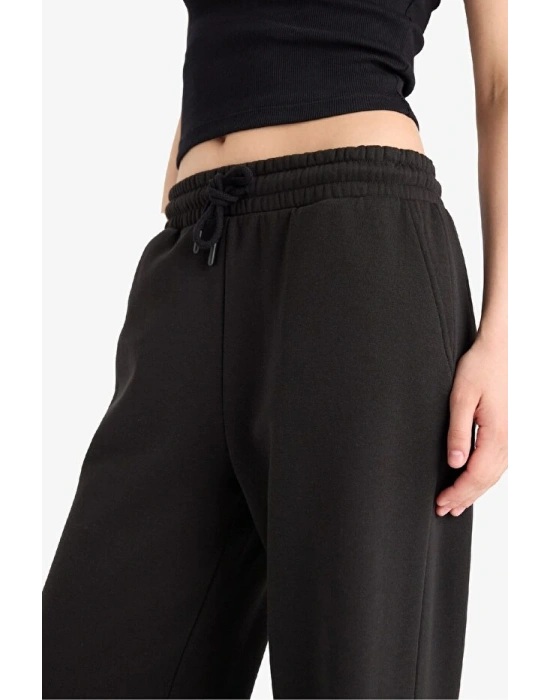 Straight Fit Beli Lastikli Kalın Eşofman Altı Bağcıklı Cepli Uzun Boy Basic Düz