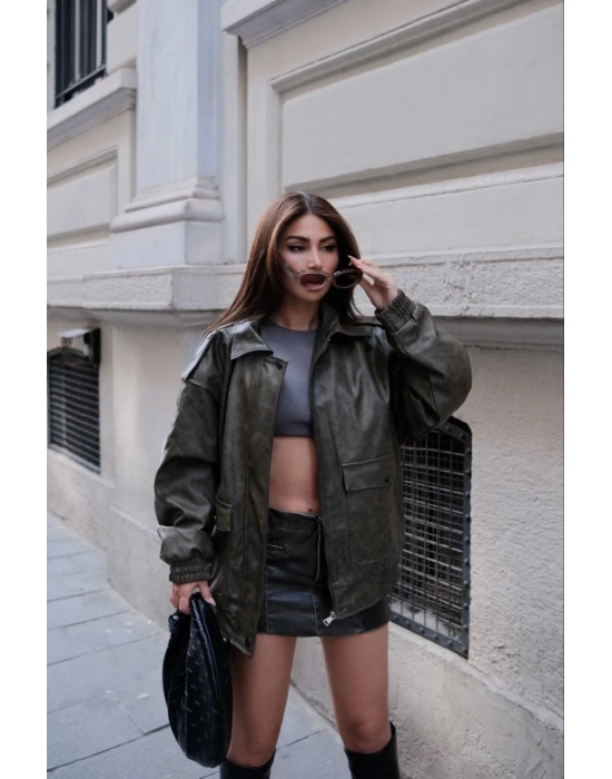 Suni Deri Pilot Ceket