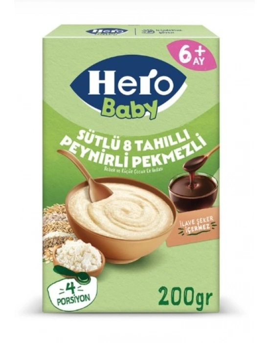 Sütlü 8 Tahıllı Peynirli Pekmezli Kaşık Mama 200 Gr