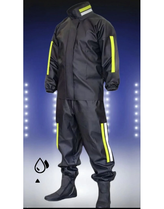 Tam Kalıp Motorcu Kurye Su Gecirmez Yağmurluk Takım - Siyah