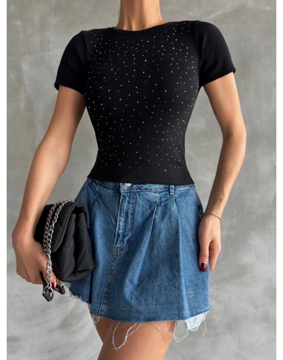 Taş baskılı kaş korse bluz