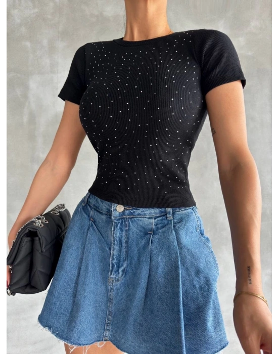 Taş baskılı kaş korse bluz