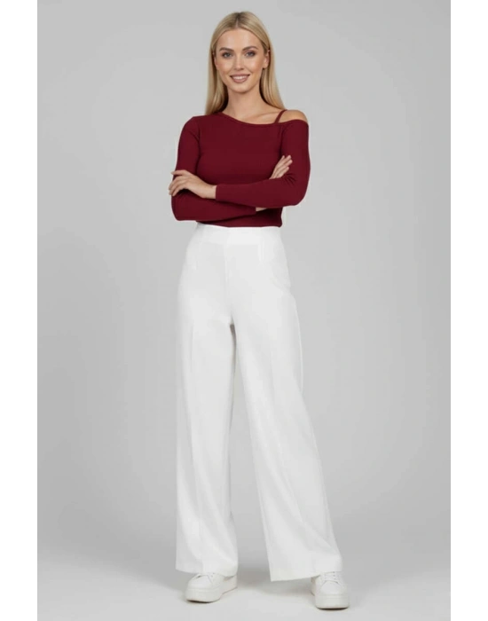 Tek Omuz İpli Bluz Bordo t4328