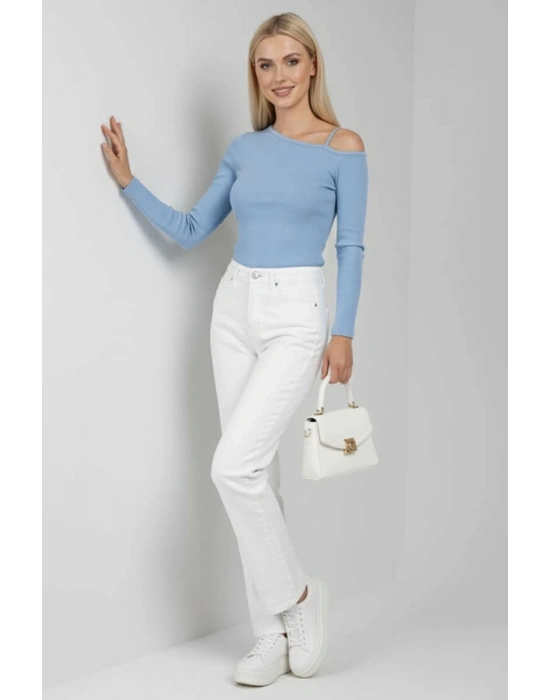 Tek Omuz İpli Bluz mavi t4328