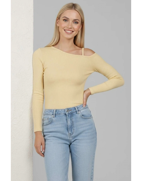 Tek Omuz İpli Bluz Sarı T4328