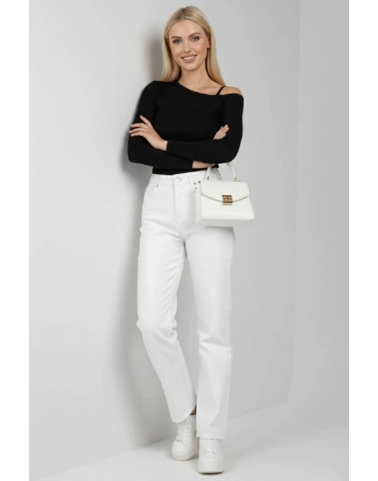 Tek Omuz İpli Bluz Siyah T4328