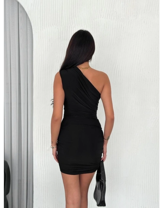 Tek omuz mini elbise 3916