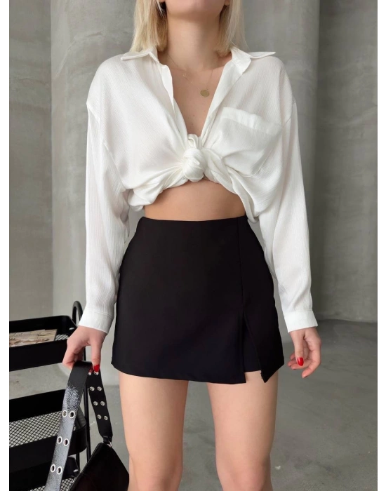 Tek yırtmajlı şort etek