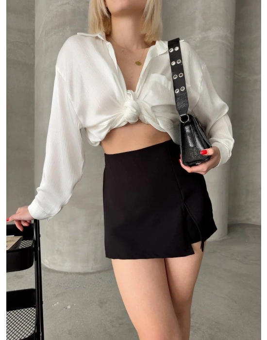 Tek yırtmajlı şort etek