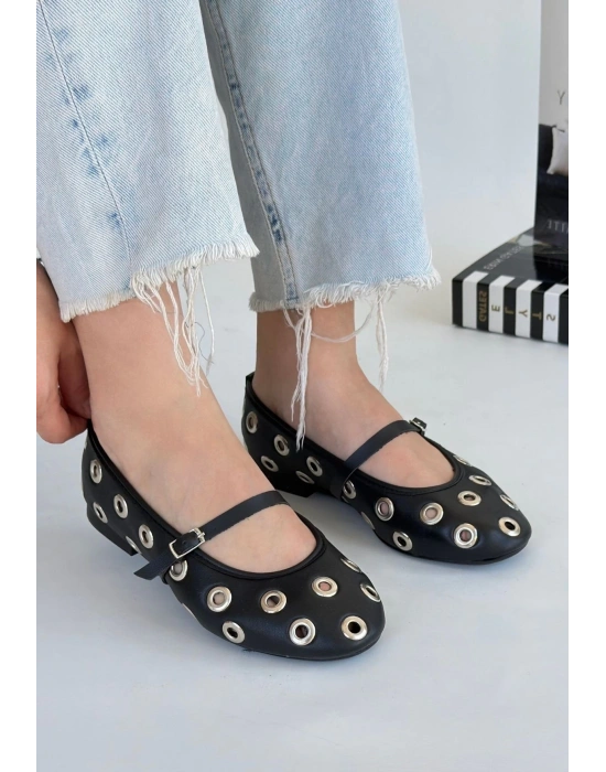 Tinta Siyah Cilt Babet Ayakkabı