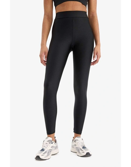 Toparlayıcı Yüksek Bel Parlak Sporcu Tayt