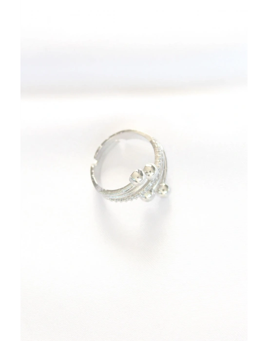 Topçuk Model Zirkon Taşlı Silver Renk Ayarlanabilir Yüzük