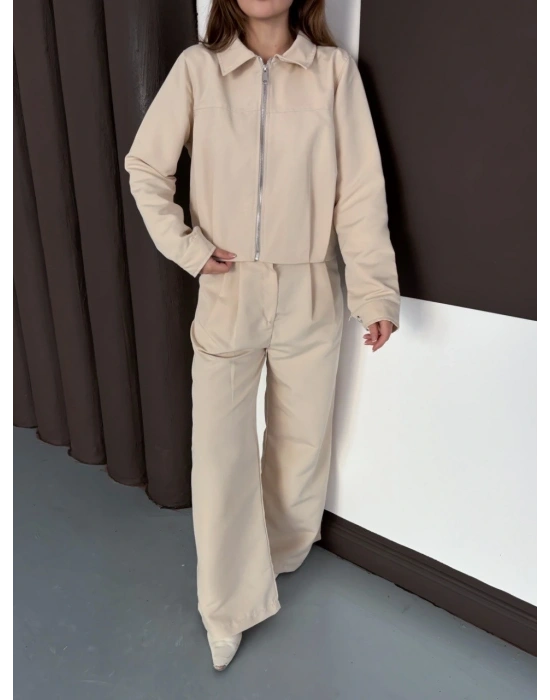 Trenç takım alt üst bej ons