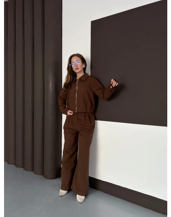 Trenç takım alt üst kahve ons